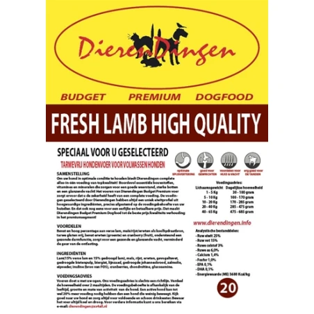 Budget premium dogfood fresh lamb high quality (14 KG)