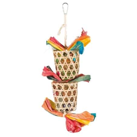 Trixie vogel natuurspeelgoed aan sisalkoord palmblad / maÏslies (35 CM)