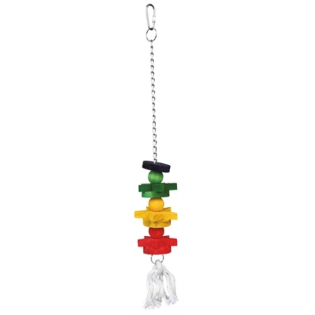 Trixie vogelspeelgoed aan ketting met touw / hout meerkleurig (30 CM)
