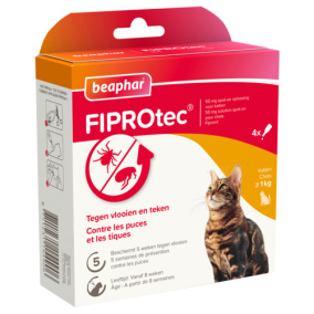 Beaphar Fiprotec Kat Tegen Vlooien & Teken 3+1 PIPET >1 KG EN 8 WEKEN
