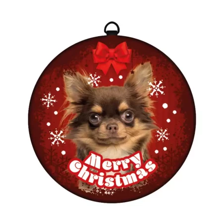Plenty Gifts Kerstbal Tin - 10 cm - Chihuahua