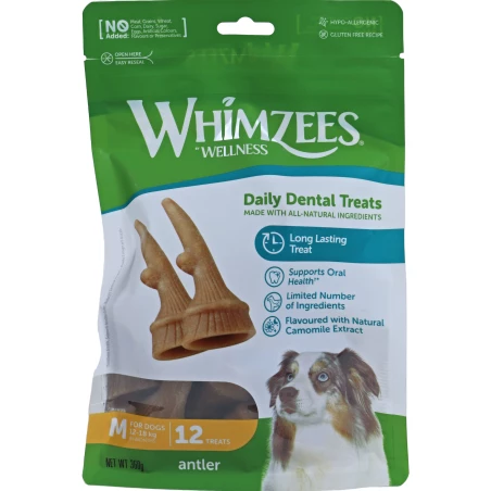 Whimzees Antler M - Kauwsnacks - Hond -
  12st