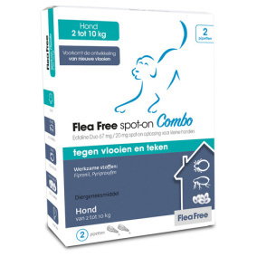 Flea Free - Anti Vlooien En Teken - Spot-on Combo Hond 2-10Kg - 2 Pipetten