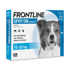 Frontline Spot-On M Anti vlooienmiddel - Hond - 10 tot 20 kg - 6 pipetten