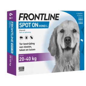 Frontline Spot-On - Anti vlooienmiddel - Hond - L 20 tot 40 kg - 6 pipetten