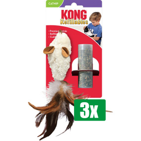Kong Voordeelverpakking - 3 stuks - Kat Catnip Feather Muis 5X2,5X16,5 CM