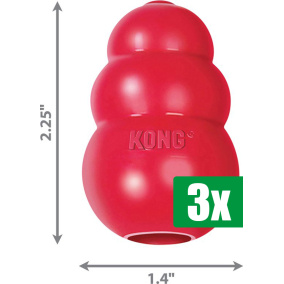 Kong Voordeelverpakking - 3 stuks - Classic Rood - XS 3,5X3,5X5,5 CM