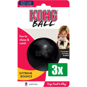 Kong Voordeelverpakking - 3 stuks - Extreme Rubber Bal Zwart - MEDIUM 7,5X7,5X7,5 CM