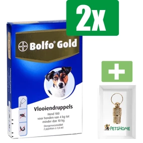 Bolfo Gold Hond Vlooiendruppels - 100 2 Pipetten - 2 Stuks - Inclusief PetsHome Goudkleurige Adreskoker