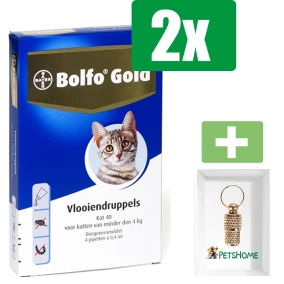 Bolfo Gold Kat Vlooiendruppels - 40 4 Pipetten - 2 Stuks - Inclusief PetsHome Goudkleurige Adreskoker