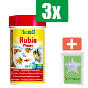 Tetra Rubin visvoer vlokken 250 ml - 3 stuks - Vissenvoer - Aquarium - Inclusief PetsHome Zuurstofsteen