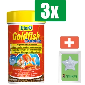 Tetra Visvoer goldfish granules 100 ml - 3 stuks - Vissenvoer - Aquarium - Inclusief PetsHome Zuurstofsteen