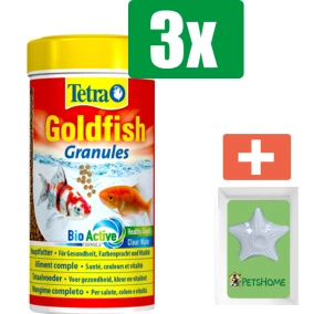 Tetra Visvoer goldfish granules 250 ml - 3 stuks - Vissenvoer - Aquarium - Inclusief PetsHome Zuurstofsteen