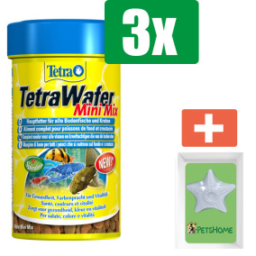 Tetra Wafermix mini 100 ml - 3 stuks - Vissenvoer - Aquarium - Inclusief PetsHome Zuurstofsteen