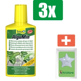 Tetra Aqua Algumin Algenremmer 100 ml - 3 stuks - Vissenvoer - Aquarium - Inclusief PetsHome Zuurstofsteen