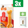 Nylabone Been Extreme Dental Rund/Kaas - Medium - Kauwbot - Hondenspeelgoed - Kauwspeelgoed - 3 stuks - Inclusief Goudkleurige PetsHome Adreskoker