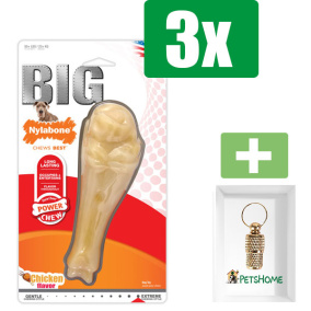Nylabone Power Chew Turkey Leg Beige Kip - XXL - Kauwbot - Hondenspeelgoed - Kauwspeelgoed - 3 stuks - Inclusief Goudkleurige PetsHome Adreskoker