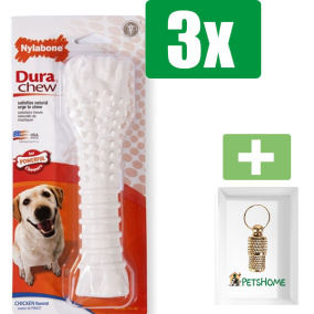 Nylabone Extreme Chew Voor Harde Bijters Kipsmaak - Extra Large  - Kauwbot - Hondenspeelgoed - Kauwspeelgoed - 3 stuks - Inclusief Goudkleurige PetsHome Adreskoker
