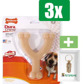 Nylabone Extreme Chew Wishbone Kipsmaak TOT 16 KG - Kauwbot - Hondenspeelgoed - Kauwspeelgoed - 3 stuks - Inclusief Goudkleurige PetsHome Adreskoker
