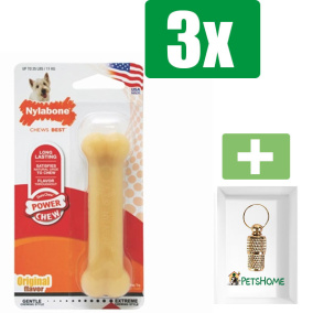 Nylabone Dura Chew Original Voor Harde Bijters - TOT 11 KG  - Kauwbot - Hondenspeelgoed - Kauwspeelgoed - 3 stuks - Inclusief Goudkleurige PetsHome Adreskoker