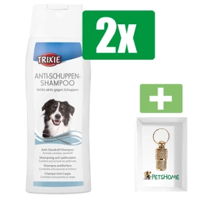 Hondenshampoo - Trixie - Shampoo hond - 250 ml - Anti Roos - Geurende shampoo - 2 stuks - Inclusief PetsHome Goudkleurige Adreskoker