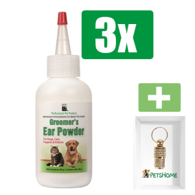 Ppp Groomers Oorpoeder 28 gr - 3 stuks - Inclusief PetsHome Goudkleurige Adreskoker