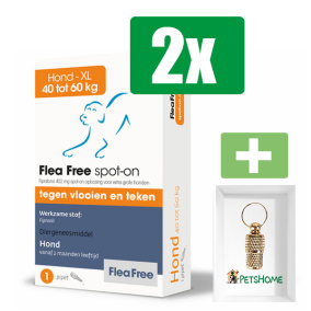 Flea Free - Anti Vlooien En Teken - Spot-on Hond 40-60Kg - 1 Pipet - 2 Verpakkingen - Inclusief PetsHome Goudkleurige Adreskoker