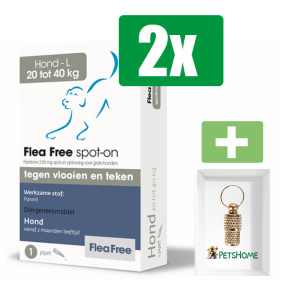 Flea Free - Anti Vlooien En Teken - Spot-on Hond 20-40Kg - 1 Pipet - 2 Verpakkingen - Inclusief PetsHome Goudkleurige Adreskoker