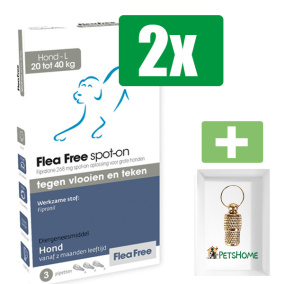 Flea Free - Anti Vlooien En Teken - Spot-on Hond 20-40Kg - 3 Pipetten - 2 Verpakkingen - Inclusief PetsHome Goudkleurige Adreskoker