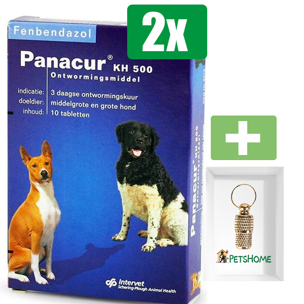 Panacur Ontworming - 2 verpakkingen - Middelgroot En Grote Hond - 10 Tabletten - Inclusief PetsHome Goudkleurige Adreskoker