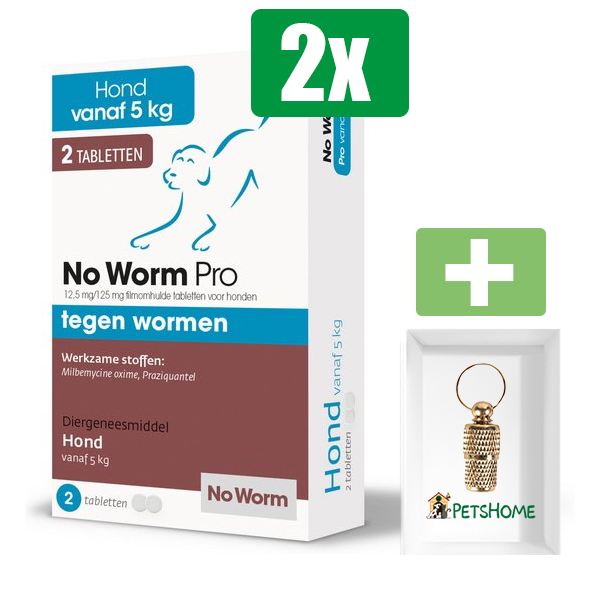 Exil No Worm Pro - Hond - 2 Tabletten - Inclusief PetsHome Goudkleurige Adreskoker
