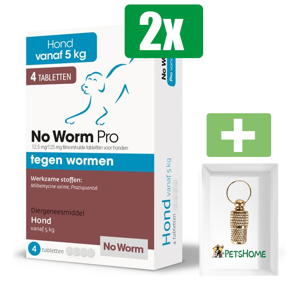 Exil No Worm Pro - Hond - 4 Tabletten - Inclusief PetsHome Goudkleurige Adreskoker
