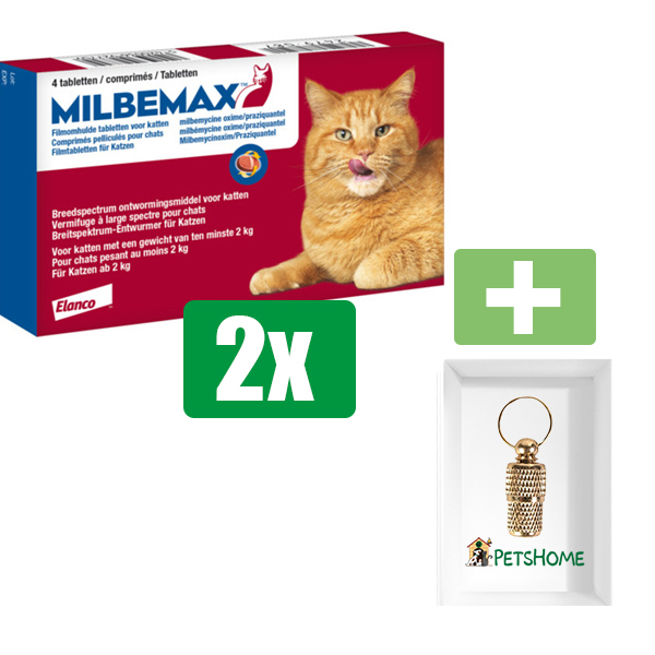 Milbemax Ontworming Kauwtabletten Kat 2 tot 12 kg - Tabletten - Inclusief PetsHome Goudkleurige Adreskoker