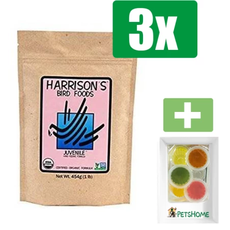 Harrison's Juvenile Handfeeding - 454 gram - Vogelvoer - 3 Zakken - Inclusief 6 stuks PetsHome Fruitkuipjes