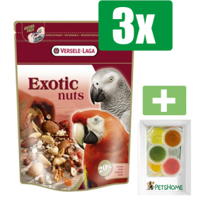Versele-Laga Prestige Premium - Exotic Nuts Graanmix - Vogelvoer - 750 g - 3 Zakken - Inclusief 6 stuks PetsHome Fruitkuipjes