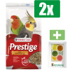 Versele-Laga Prestige Vogelvoer - Premium Grote Parkiet - 4 KG - 2 Zakken - Inclusief 6 stuks PetsHome Fruitkuipjes