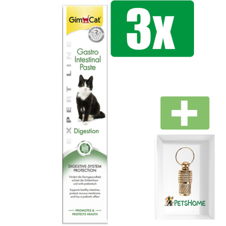 Gimcat Gastro Intestinal pasta 50 g - Kattensnacks - 3 Stuks - Inclusief PetsHome Goudkleurige Adreskoker