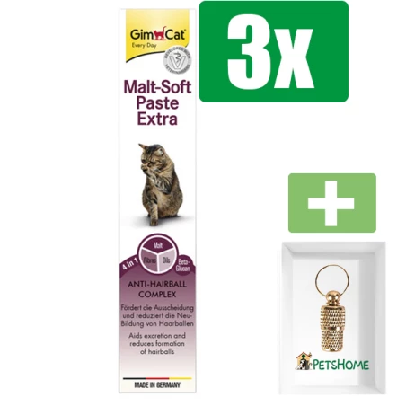 Gimcat Malt-Soft pasta 50 g Naturel - Kattensnacks - 3 Stuks - Inclusief PetsHome Goudkleurige Adreskoker