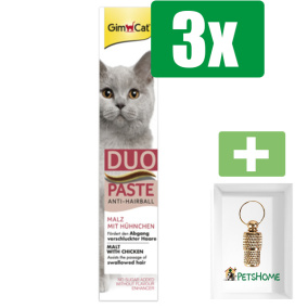 Gimcat Anti-Hairball Duo-Pasta 50 g Kip|Mout - Kattensnacks - 3 Stuks - Inclusief PetsHome Goudkleurige Adreskoker