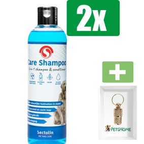 Sectolin Care Shampoo Hond 250 ml - 2 stuks- Inclusief PetsHome Goudkleurige Adreskoker