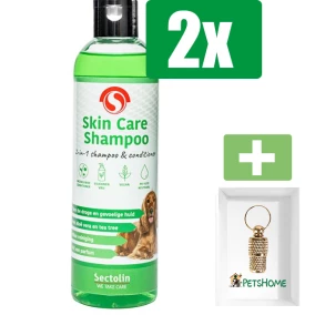 Sectolin Skin Care Shampoo Hond 250 ml - 2 stuks- Inclusief PetsHome Goudkleurige Adreskoker