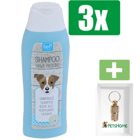lief! vachtverzorging shampoo universeel korthaar, 750 ml - 3 stuks - Inclusief PetsHome Goudkleurige Adreskoker