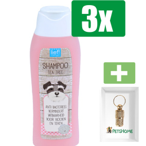 lief! vachtverzorging shampoo tea tree olie, 300 ml - 3 stuks - Inclusief PetsHome Goudkleurige Adreskoker
