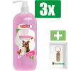 Beaphar Shampoo Hond Langharige Vacht 1 liter - 3 Stuks - Inclusief PetsHome Goudkleurige Adreskoker