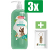 Beaphar Shampoo Universeel hond 1 liter - 3 Stuks - Inclusief PetsHome Goudkleurige Adreskoker