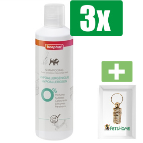 Beaphar Shampoo Hypoallergeen 250g - 3 Stuks - Inclusief PetsHome Goudkleurige Adreskoker
