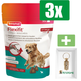 Beaphar Flexifit Chews hond 175g - 3 Stuks - Inclusief PetsHome Goudkleurige Adreskoker