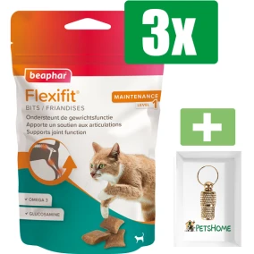 Beaphar Flexifit Bits kat 150g - 3 Stuks - Inclusief PetsHome Goudkleurige Adreskoker