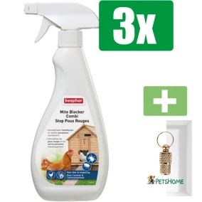 Beaphar Mite Blocker Combi Combi 500 ml - 3 Stuks - Inclusief PetsHome Goudkleurige Adreskoker