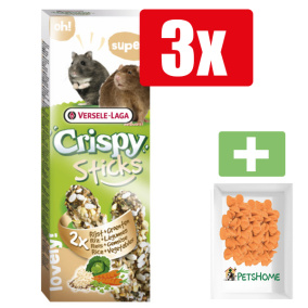 Versele Laga Crispy Sticks hamster&rat groente 2x55 g Groente - Knaagdiersnacks - 3 Stuks - Inclusief PetsHome Drops Wortel Snoepjes